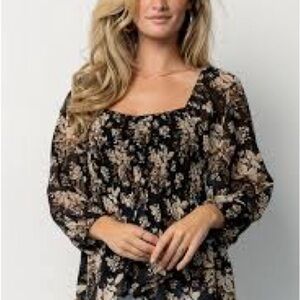 Baltic Born Black and Cream Floral Blouse